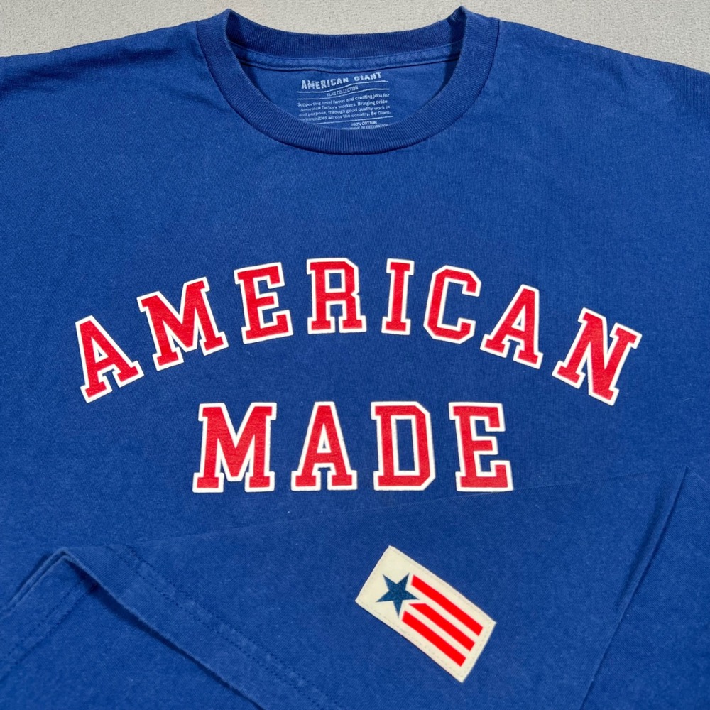 American Giant T Shirt‎ Mens XL Blue American Made Graphic Tee Flag Collection